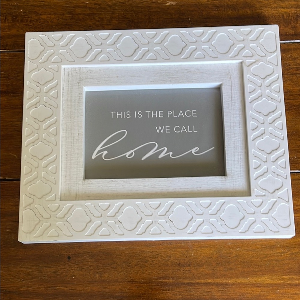 Gray and White Embossed Picture Frame with Textured Accents